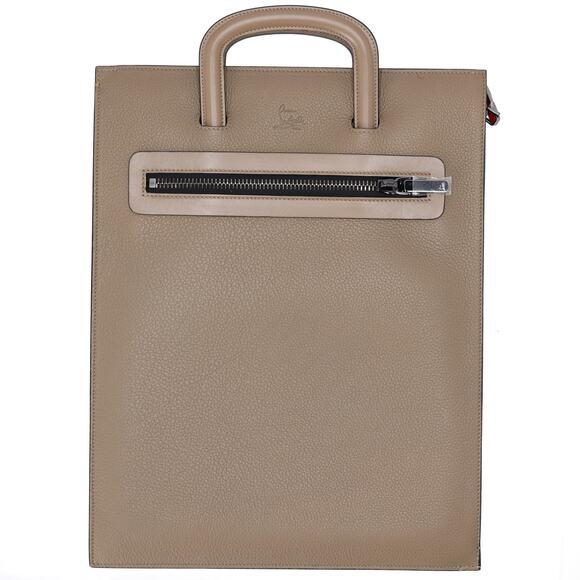 Christian Louboutin Trick Track Large Handbag 1175038 Khaki Leather - Picture 3 of 5